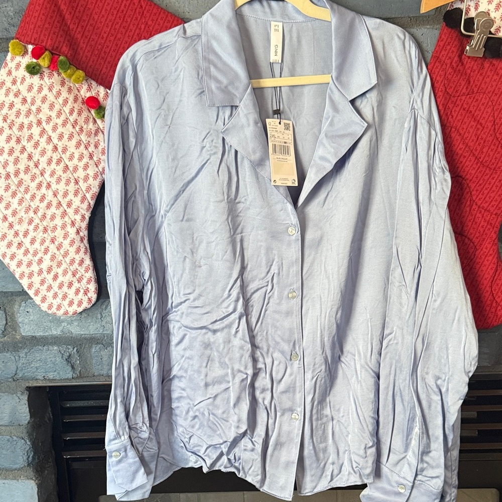 Mango Sky Blue Collared Shirt